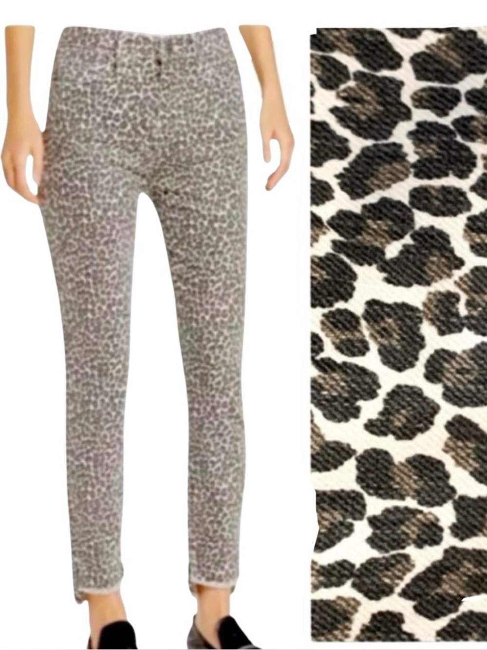 CURRENT/ELLIOTT Super Highwaist Stiletto Crop Leopard Print w/Slit Step Hem 27